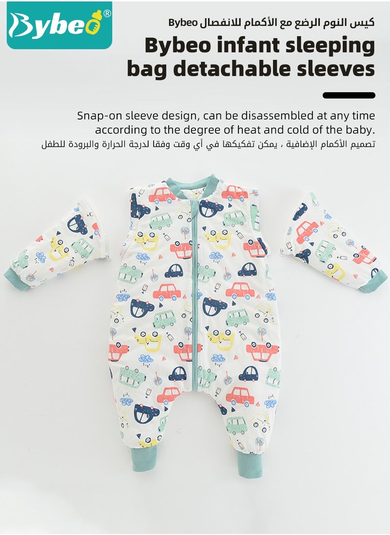 Bybeo - Baby Sleep Sack, Soft Baby Sleeping Bag, Swaddling Blanket, Swaddle Wrap, Pure Cotton Wearable Blankets with Removable Sleeves and Legs, Easy Zip Access Nappy Change, for Newborn Babies 1-3 Years - Image 1
