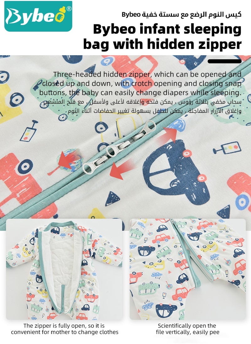 Bybeo - Baby Sleep Sack, Soft Baby Sleeping Bag, Swaddling Blanket, Swaddle Wrap, Pure Cotton Wearable Blankets with Removable Sleeves and Legs, Easy Zip Access Nappy Change, for Newborn Babies 1-3 Years - Image 1
