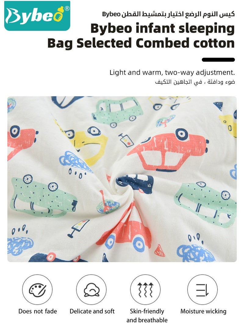 Bybeo - Baby Sleep Sack, Soft Baby Sleeping Bag, Swaddling Blanket, Swaddle Wrap, Pure Cotton Wearable Blankets with Removable Sleeves and Legs, Easy Zip Access Nappy Change, for Newborn Babies 1-3 Years - Image 1
