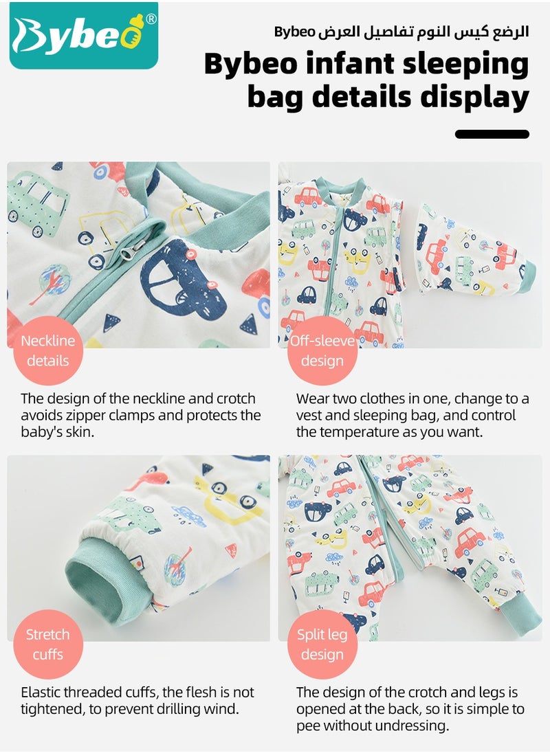 Bybeo - Baby Sleep Sack, Soft Baby Sleeping Bag, Swaddling Blanket, Swaddle Wrap, Pure Cotton Wearable Blankets with Removable Sleeves and Legs, Easy Zip Access Nappy Change, for Newborn Babies 1-3 Years - Image 1
