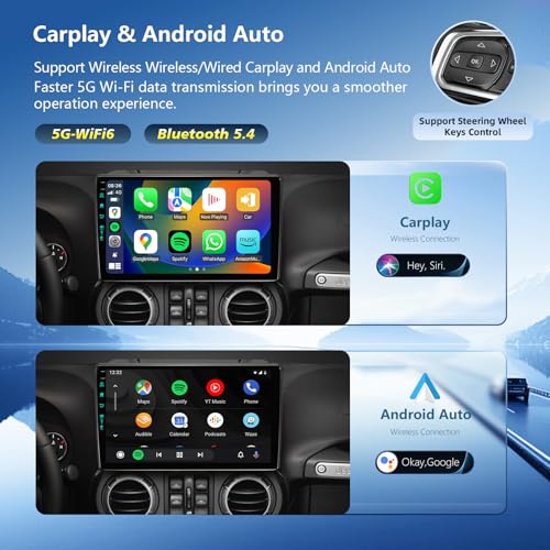 TWAHH 11th (4Ram 64Rom) Car System & 5G WiFi6(1201Mbps) for Jeep Wrangler Radio,Upgrade10.2 Inch Car Stereo GPS Navigation for JK Compass,Carplay Android Auto Mirroring Airplay SWC 1080P/AM+FM - Image 3