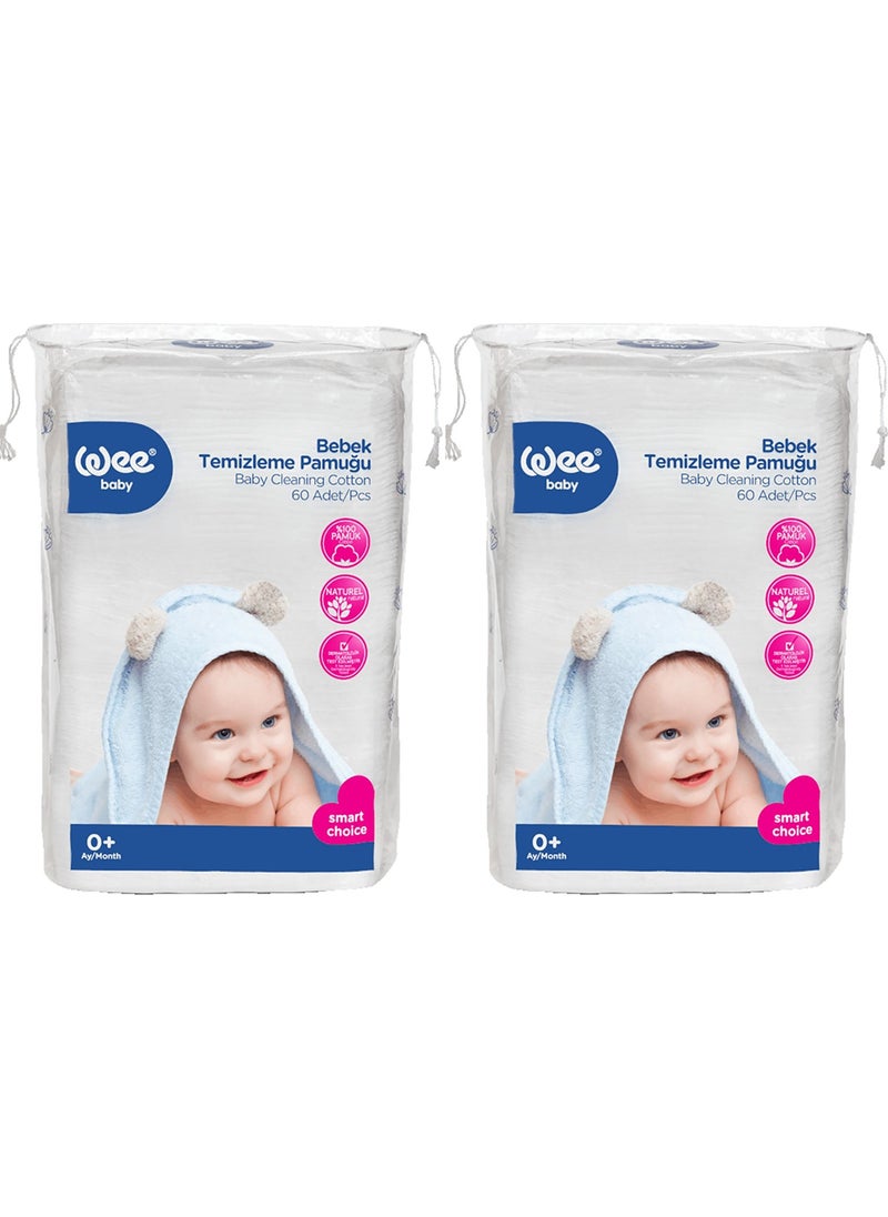 Wee baby - Baby Cleaning Cotton 60 pcs - 2 pcs - Image 1