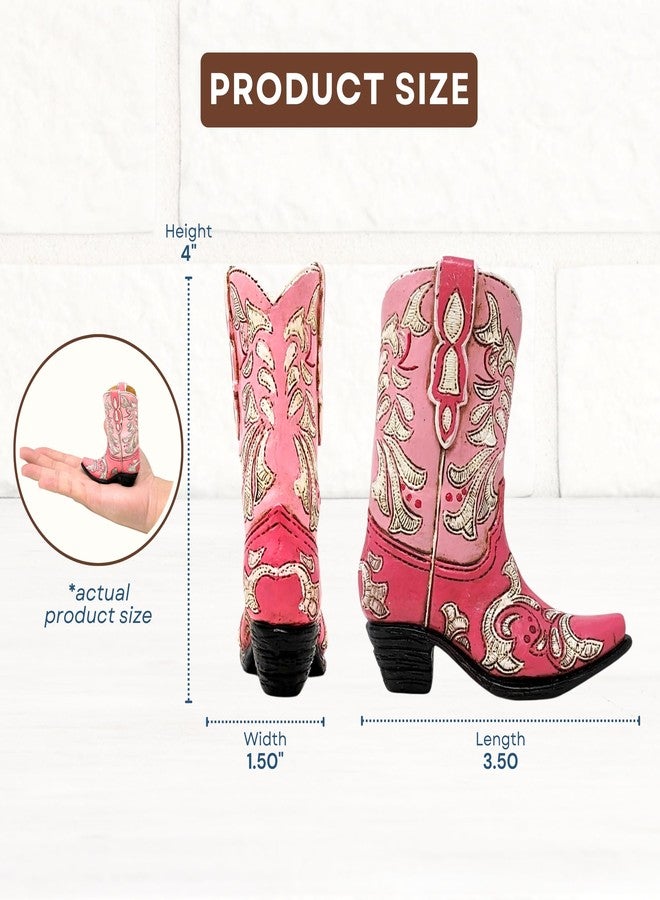 AMAJY Mini Cowboy Boot 2-Color Set - Resin Decorative Faux Leather Boot Figurines as Small Vase, Rustic Tabletop Décor, and Western-Style Accents - Charming Home Decoration for Country Lovers - Image 2