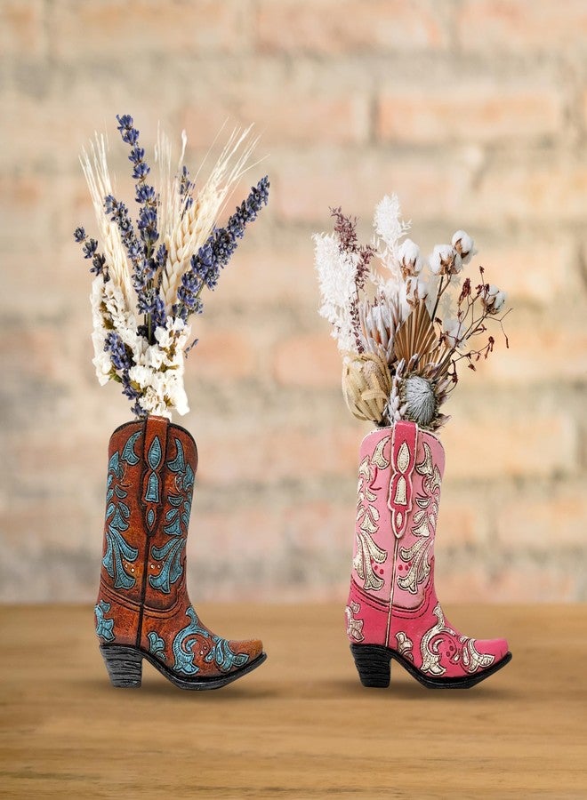 AMAJY Mini Cowboy Boot 2-Color Set - Resin Decorative Faux Leather Boot Figurines as Small Vase, Rustic Tabletop Décor, and Western-Style Accents - Charming Home Decoration for Country Lovers - Image 4