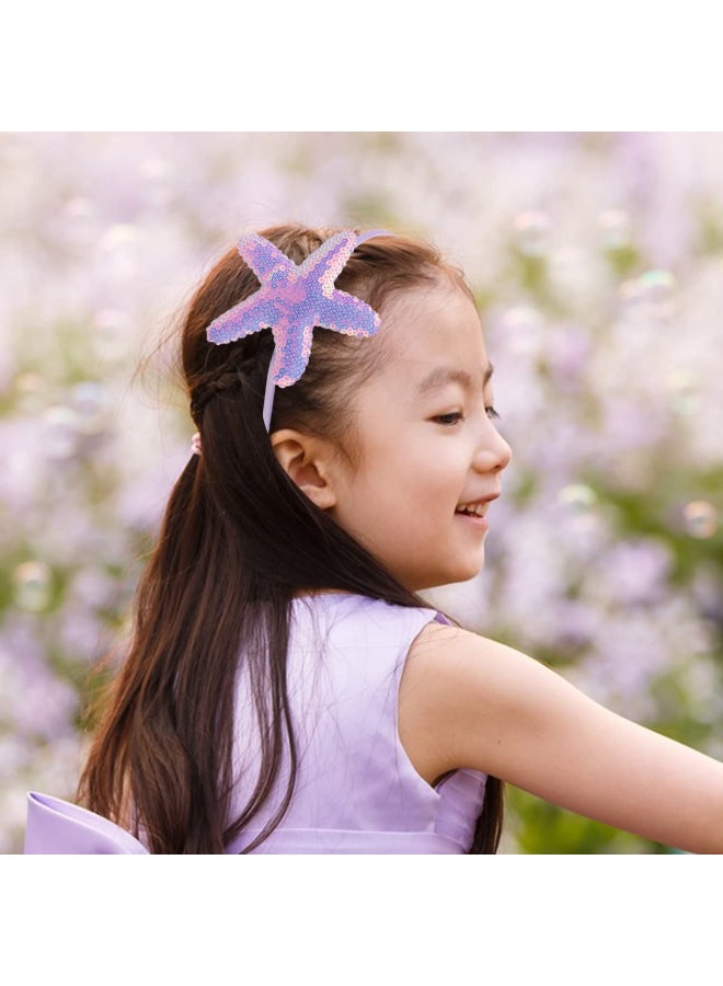 Totelux Starfish Headband Sequins Star Hair Band for Women Girls Hair Accessories Birthday Wedding Party Supplies Light Purple - Image 4