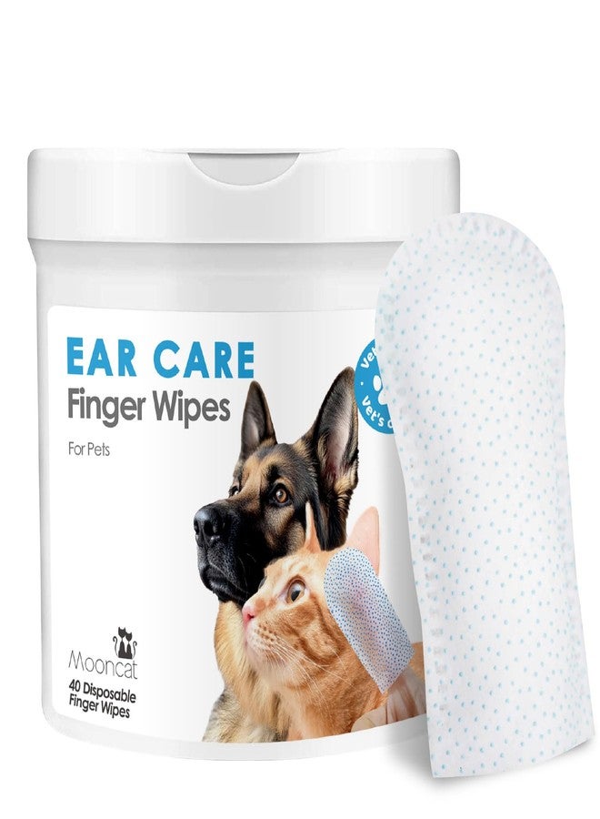 Mooncat Cat & Dog Ear Cleaner Wipes - Gentle Finger Wipes for Ear Infection, Mites, Wax & Odor - Easy & Soothing Itch Relief Cleaning Solution for Sensitive Ears - 40 Finger Wipes - Image 1