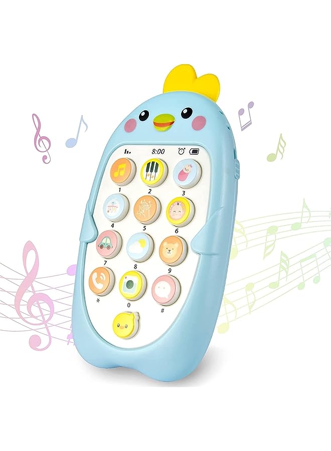 IAF Baby Musical Mobile Phone Toy with Light Music & Sounds Silicone Teether Baby Multifunctional Smartphone Toy, Early Learning Pretend Phone Toy for Babies Infants Toddlers, Boys and Girls (BLUE) - Image 1