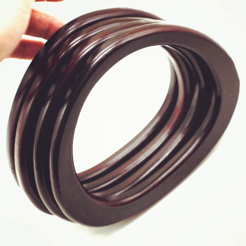 Model Worker 4PCS MDF Oval Shaped Handles Replacement for Handmade Bag Handbags Purse Handles (Dark Brown) - Image 4