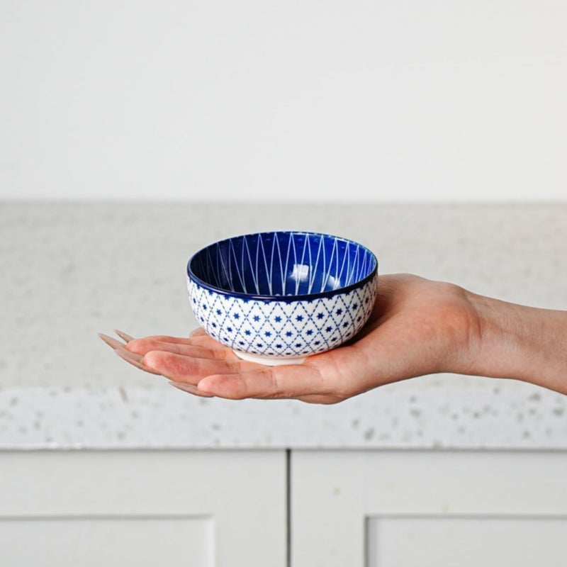 Cerkik Ceramic Dipping Bowls Set  4 Oz Small Dessert Bowl 35 Inch Porcelain Small Bowls for Side Dishes Snack Yogurt Appetizer  Microwave Dishwasher Safe  Set of 6  Vintage Blue - Image 2