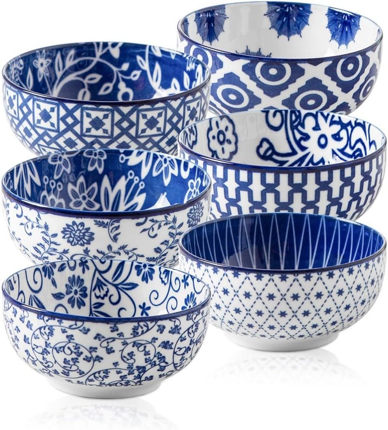 Cerkik Ceramic Dipping Bowls Set  4 Oz Small Dessert Bowl 35 Inch Porcelain Small Bowls for Side Dishes Snack Yogurt Appetizer  Microwave Dishwasher Safe  Set of 6  Vintage Blue - Image 1