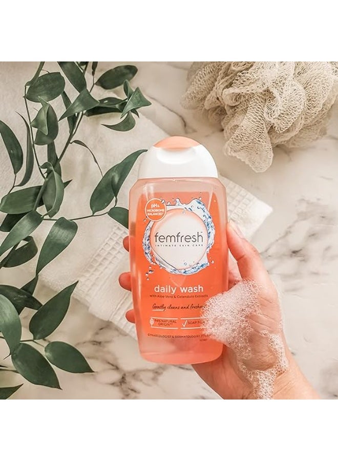 Femfresh Intimate Wash 250ml, Daily pH-Balanced Cleanser, Soap Free, Aloe Vera and Calendula, Hypoallergenic, Dermatologist and Gynaecologist Tested, Suitable for Sensitive Skin - Image 1