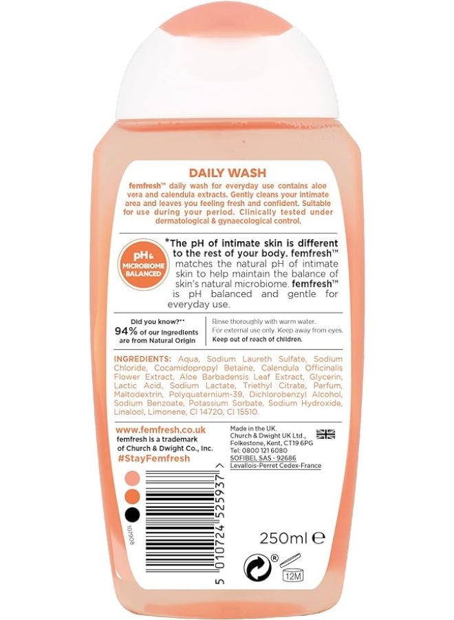 Femfresh Intimate Wash 250ml, Daily pH-Balanced Cleanser, Soap Free, Aloe Vera and Calendula, Hypoallergenic, Dermatologist and Gynaecologist Tested, Suitable for Sensitive Skin - Image 4