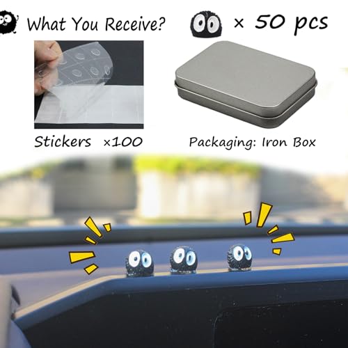 Mevodeata 50 Pcs Cute Soot Sprite Car Decor Rearview Mirror Accessories - Cute Decor for Car Home and Office Gifts - Image 2