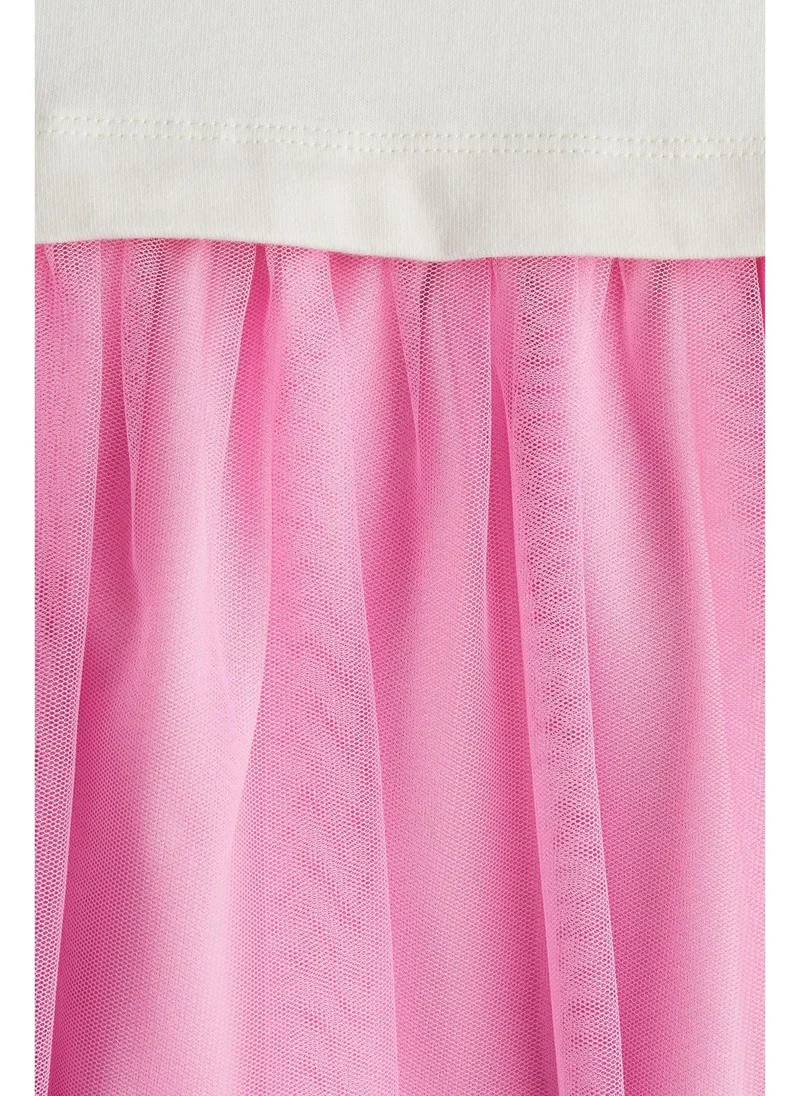 اتش اند ام Print-motif tulle dress