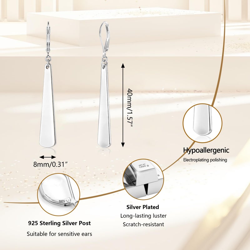 ALEXCRAFT Sterling Silver Long Dangle Earrings for Women Hypoallergenic Drop Leverback Earrings Trendy Silver Statement Long Dangle Earings for Women Jewelry Gifts - Image 5