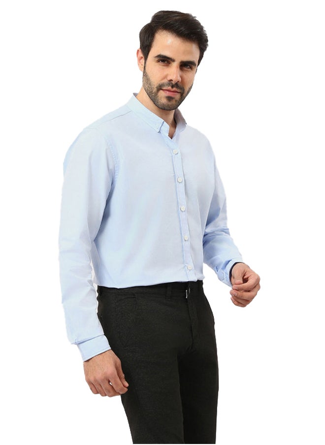Esla Off-White Long Sleeves Classic Shirt - Sky Blue  - Image 1