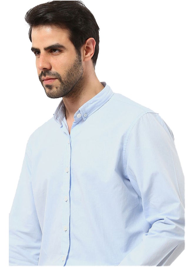 Esla Off-White Long Sleeves Classic Shirt - Sky Blue  - Image 3