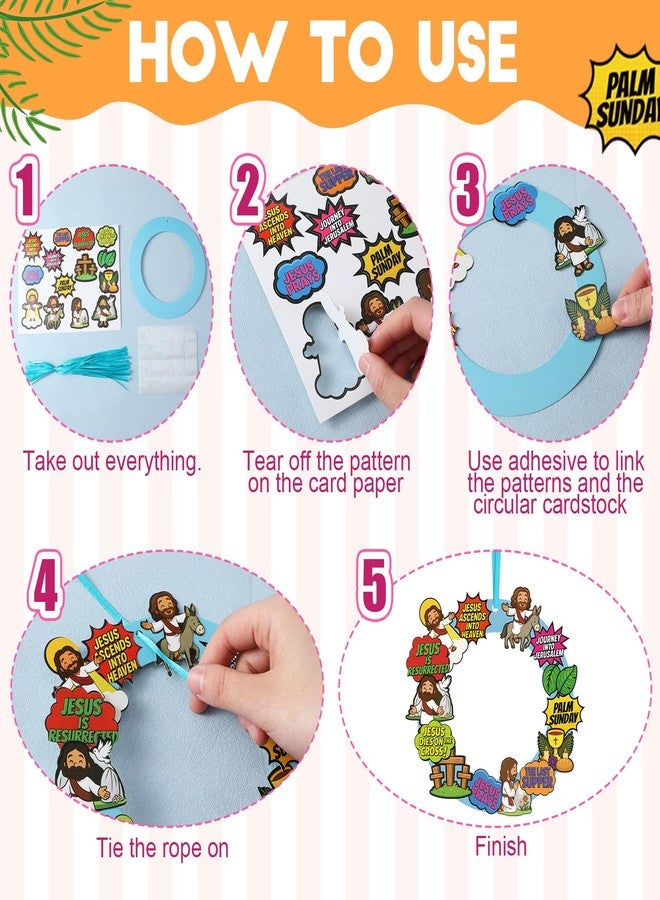 TaoBary 36 Sets Religious Easter Wreath Craft Kit, Palm Sunday, Juses Prays, DIY Holy Week Crafts Christian VBS Activities Church Easter Decorations for Home Family and VBS Party Supplies - Image 4