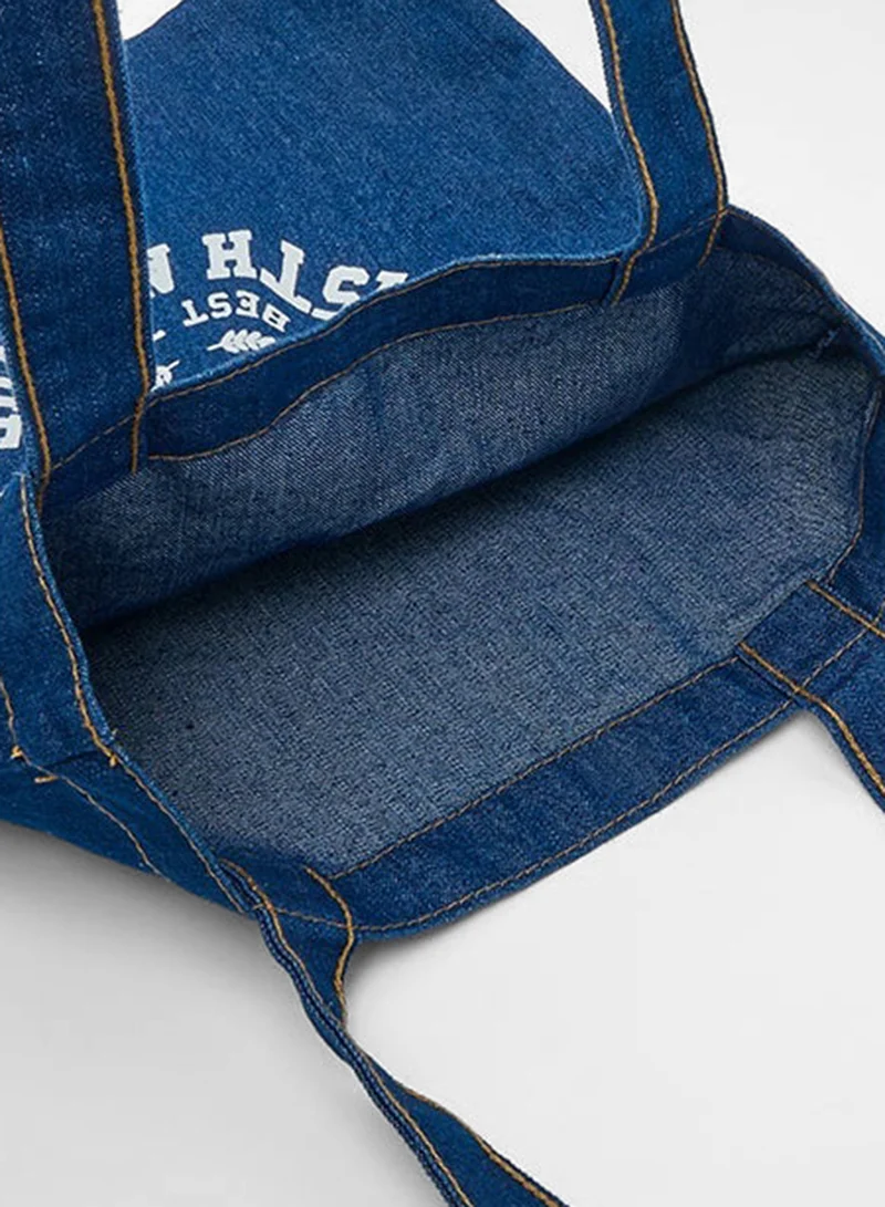 R&b  Printed Denim Shoulder Bag for Women | Best Price UAE