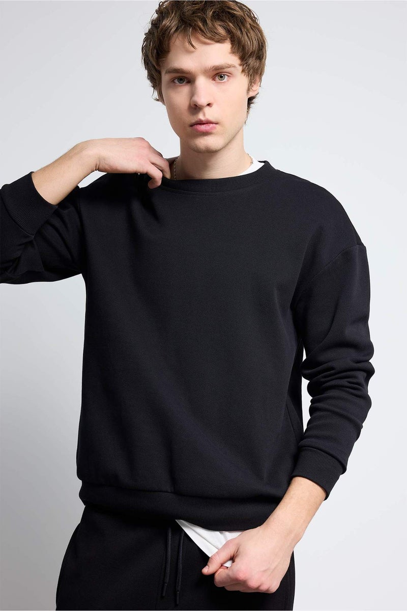 DeFacto Boxy Fit Pique Sweatshirt - Image 1