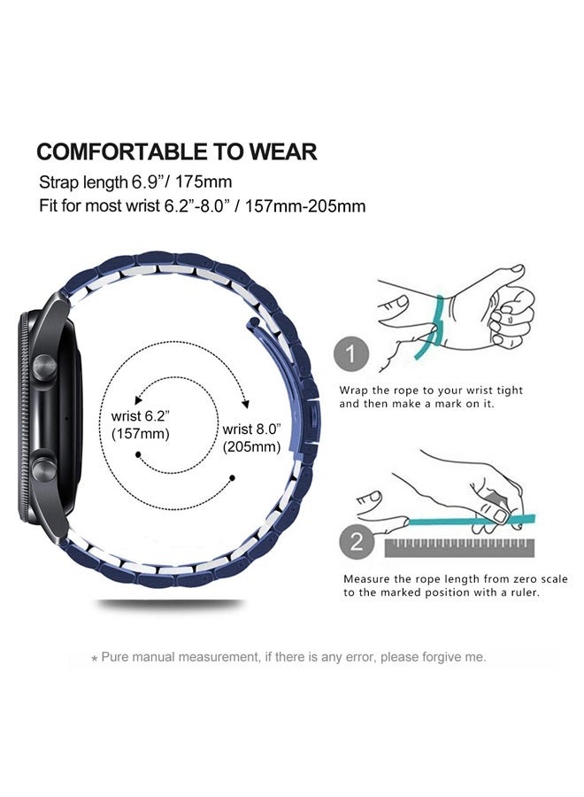 DEALELE Bands Compatible with Galaxy Watch 46mm / Galaxy Watch 3 45mm, 22mm Solid Stainless Steel Metal Strap Replacement for Samsung Gear S3 Frontier/Classic/Huawei GT2 46mm (Blue/silver) - Image 5