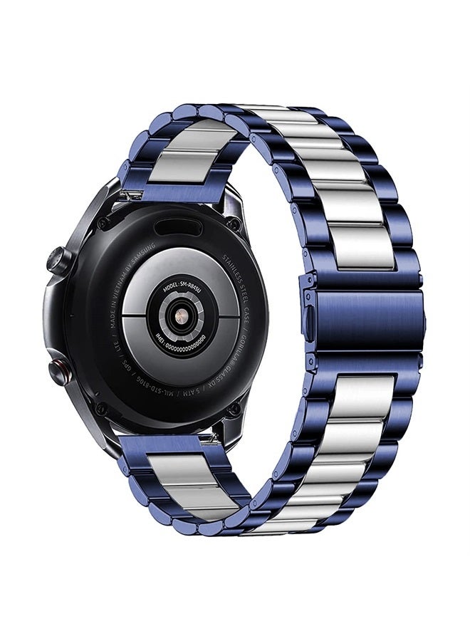 DEALELE Bands Compatible with Galaxy Watch 46mm / Galaxy Watch 3 45mm, 22mm Solid Stainless Steel Metal Strap Replacement for Samsung Gear S3 Frontier/Classic/Huawei GT2 46mm (Blue/silver) - Image 2