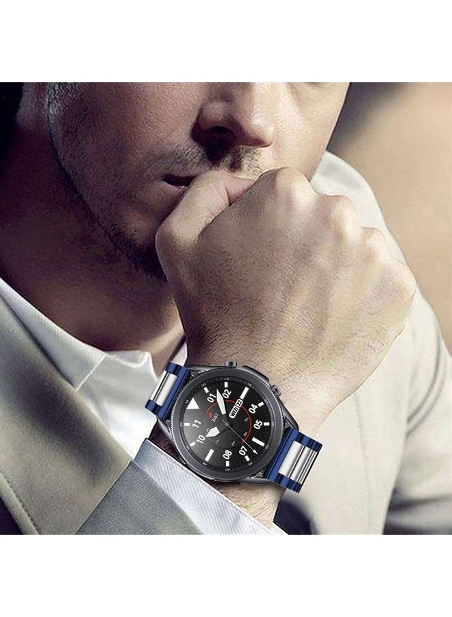 DEALELE Bands Compatible with Galaxy Watch 46mm / Galaxy Watch 3 45mm, 22mm Solid Stainless Steel Metal Strap Replacement for Samsung Gear S3 Frontier/Classic/Huawei GT2 46mm (Blue/silver) - Image 4