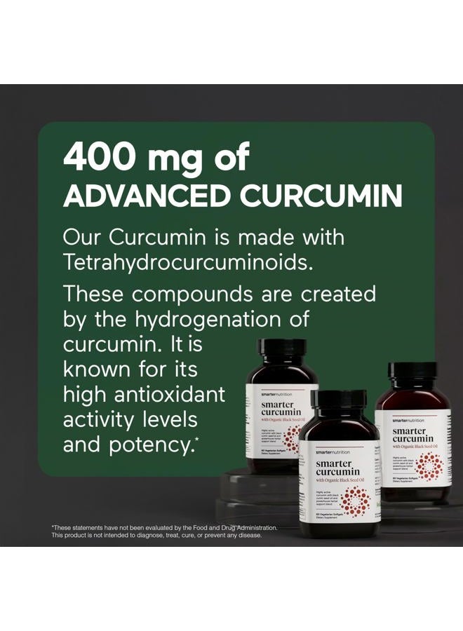SMARTERNUTRITION Smarter Nutrition Curcumin Softgels - Vegan High Absorption 400 mg Curcumin Supplement Standardized to 95% Tetrahydrocurcuminoids + Organic Black Seed Oil & Ginger for Joint & Immune Health - 360 Ct - Image 2