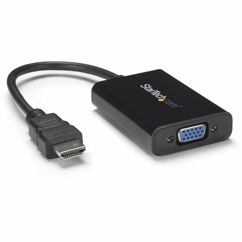 StarTech.com HDMI to VGA Adapter – 1920x1080 – HDMI Converter with Audio Output – VGA to HDMI Monitor Adapter (HD2VGAA2),Black - Image 1