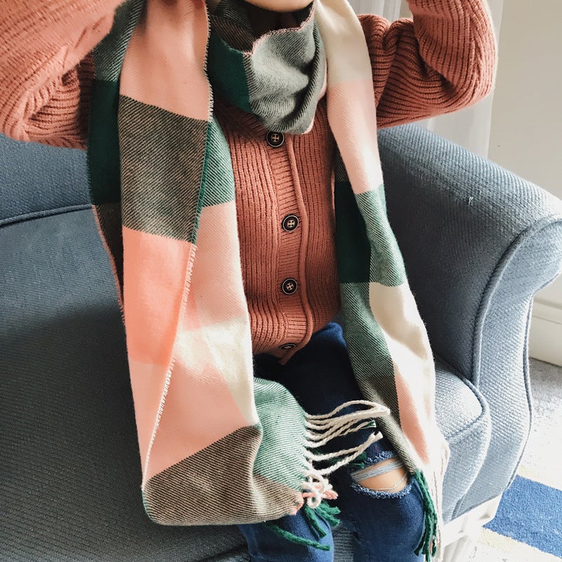 [Manufacturer'S Direct Supply] Korean-Style Boys' And Girls' Scarf Scarf Children'S And Baby'S Cashmere Plaid Scarf - Image 5