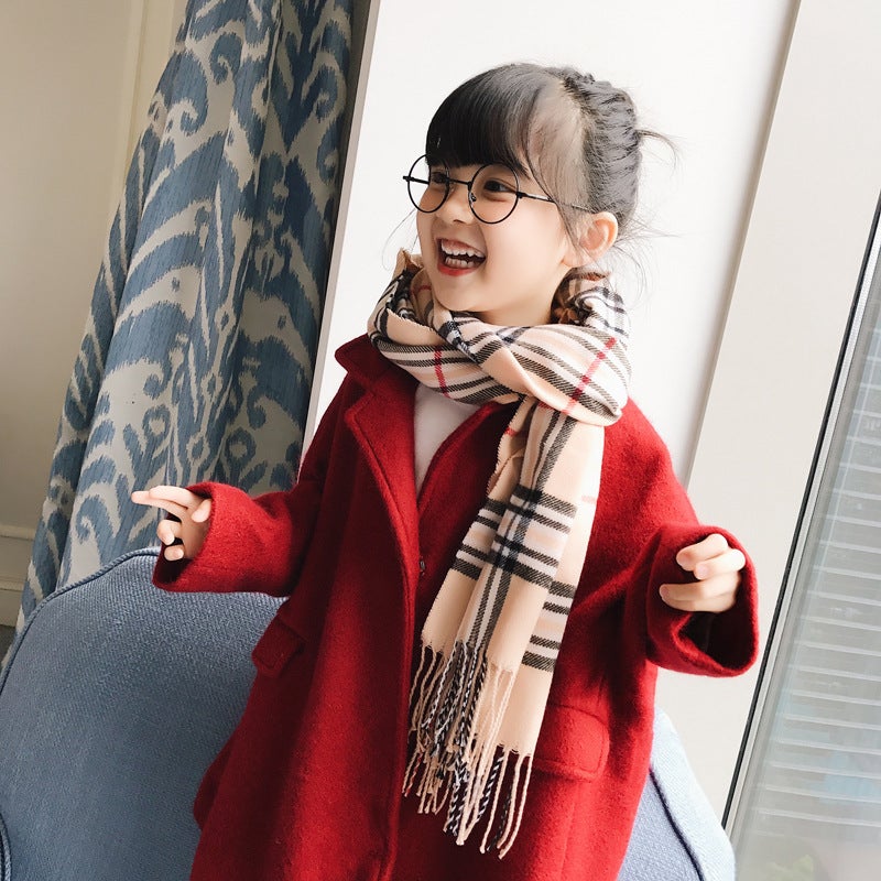 [Manufacturer'S Direct Supply] Korean-Style Boys' And Girls' Scarf Scarf Children'S And Baby'S Cashmere Plaid Scarf - Image 1