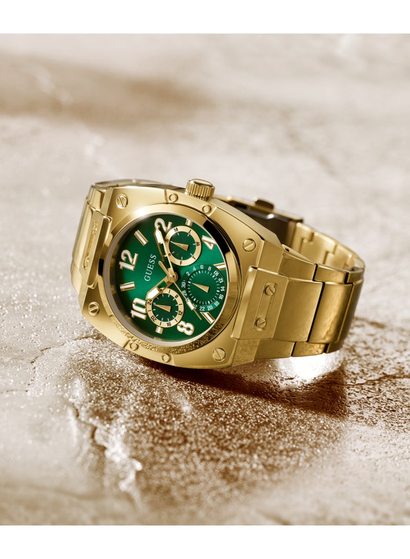 GUESS Mens Gold Green Dial Multi-function Watch - GW0624G2 - Image 3