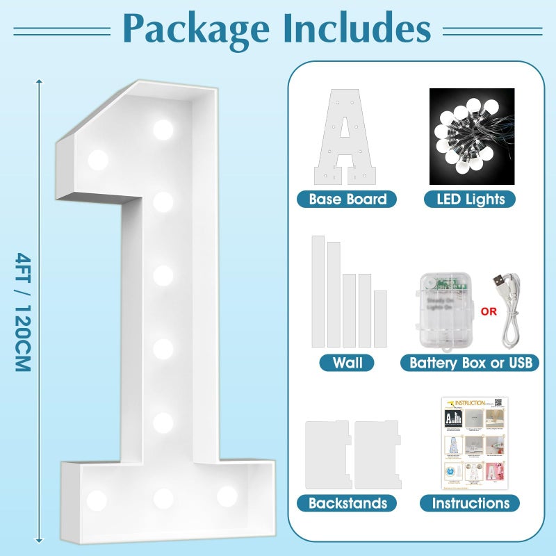 Ledido 4FT Marquee Light Up Numbers 16, Marquee Numbers 4 Feet Tall for Birthday, Anniversary,Graduation Party Decorations,Big 16th Birthday Number for Party Decor,Cool White Large Lighted Number 16 - Image 2