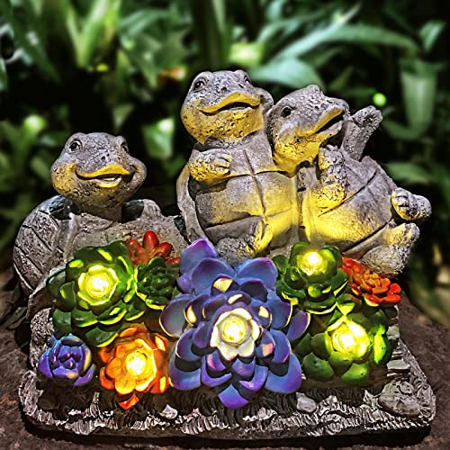 Foreby Solar Turtle Garden Statues Outdoor Decor- Birthday Gift for Mom from Daughter, Tortoise Figurine Garden Decor for Outside Yard Art for Housewarming Gift - Image 5