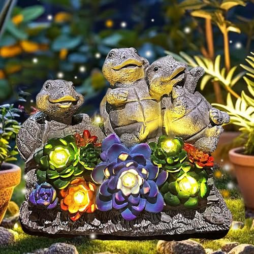 Foreby Solar Turtle Garden Statues Outdoor Decor- Birthday Gift for Mom from Daughter, Tortoise Figurine Garden Decor for Outside Yard Art for Housewarming Gift - Image 1