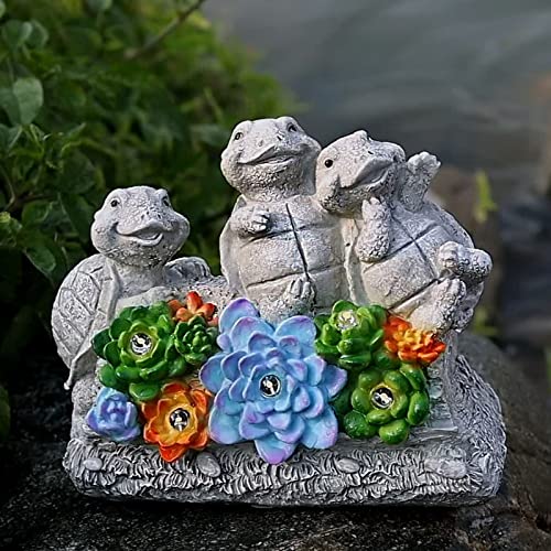 Foreby Solar Turtle Garden Statues Outdoor Decor- Birthday Gift for Mom from Daughter, Tortoise Figurine Garden Decor for Outside Yard Art for Housewarming Gift - Image 4