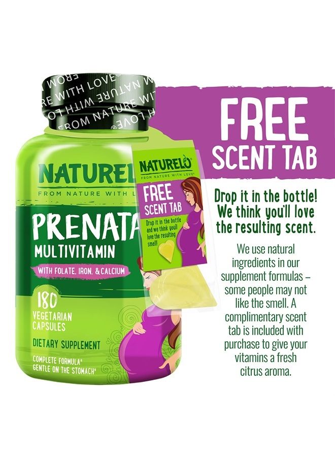 NATURELO فيتامينات متعددة للحمل مع حديد مخلب لطيف، ميثيل فولات، كالسيوم نباتي وكولين - نباتي، نباتي - غير معدّل وراثيًا - خالي من الغلوتين - 360 كبسولة - إمداد لمدة 4 أشهر - Image 3
