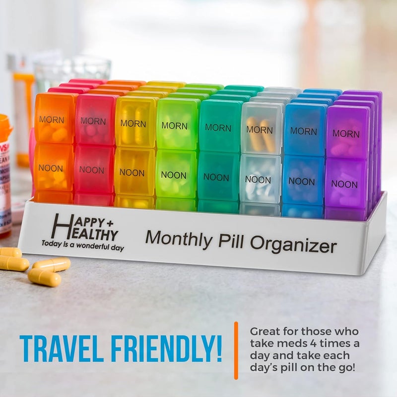 MEDca Month Pill Box Organizer - 3-Times-A-Day | Morning-Noon-Night - 30 Day Pill Case with 32 Daily Compartments for Vitamins, Supplements, Medication - Travel Monthly Pill Organizer 3 Times A Day - Image 4
