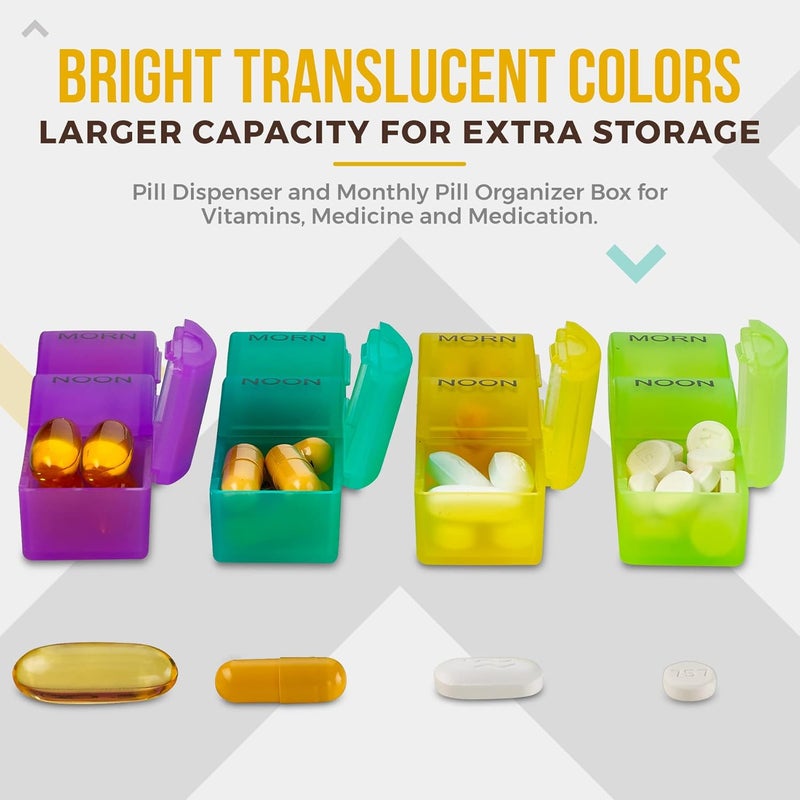 MEDca Month Pill Box Organizer - 3-Times-A-Day | Morning-Noon-Night - 30 Day Pill Case with 32 Daily Compartments for Vitamins, Supplements, Medication - Travel Monthly Pill Organizer 3 Times A Day - Image 2