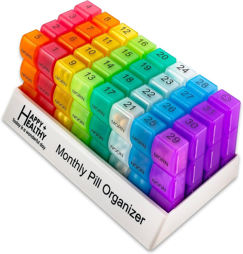 MEDca Month Pill Box Organizer - 3-Times-A-Day | Morning-Noon-Night - 30 Day Pill Case with 32 Daily Compartments for Vitamins, Supplements, Medication - Travel Monthly Pill Organizer 3 Times A Day - Image 1