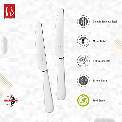FNS Victoria Stainless Steel Dinner Knife/butter knife with Mirror Finish & Round Handle- Set of 2 knives |Elegant Design |Durable Construction |Perfect for Home and Kitchen - Image 2