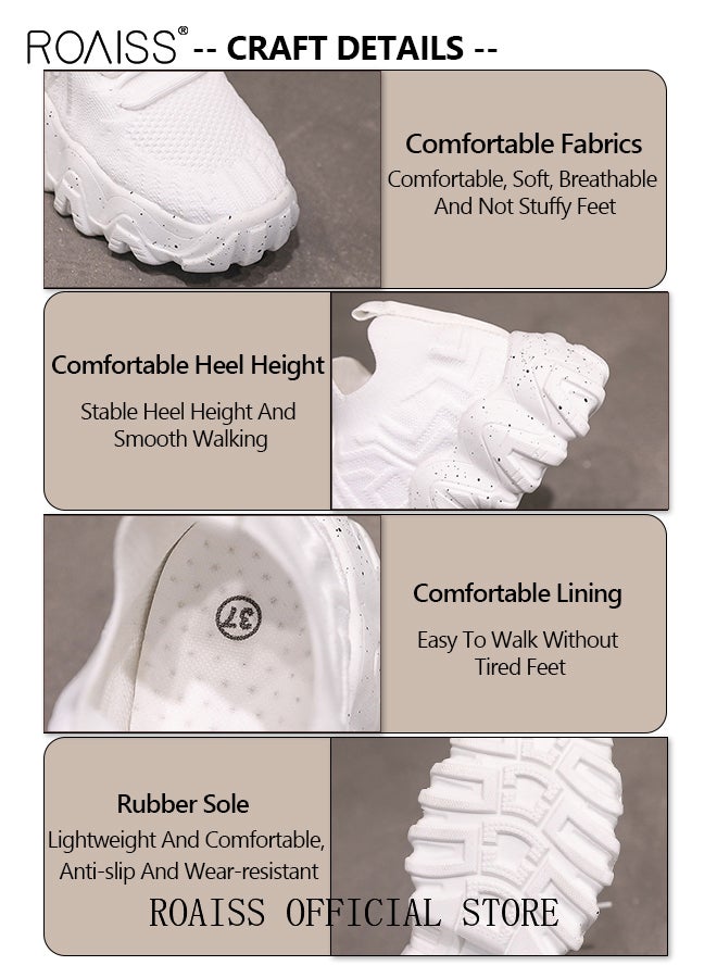 roaiss Women's Sports and Leisure Shoes Thick Sole Round Toe Medium Heel Low Top Mesh Athlesiure Shoes - Image 3