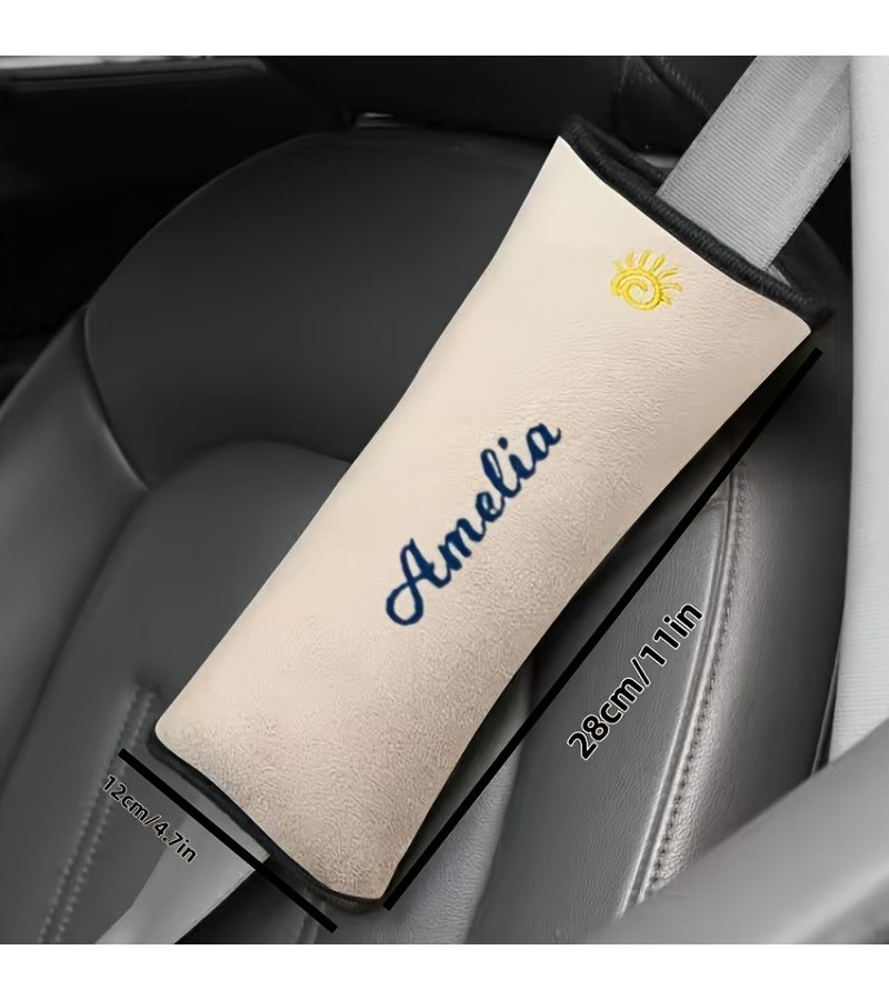 Blue Personalized Car Seat Belt Shoulder Pad Soft Custom Embroidery Snug Fit - Image 3