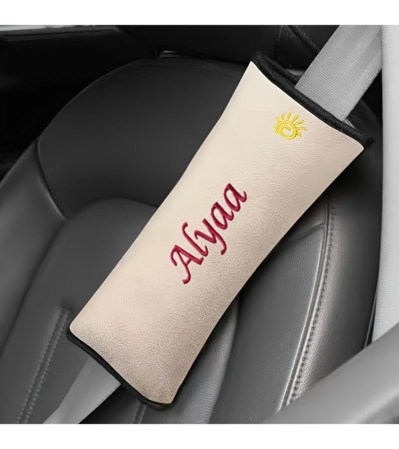 Blue Personalized Car Seat Belt Shoulder Pad Soft Custom Embroidery Snug Fit - Image 5