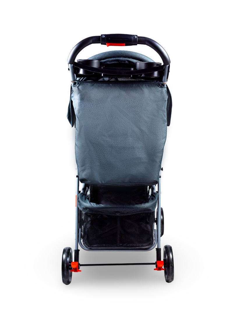 مولودي عربة أطفال خفيفة الوزن مع حامل قهوة للوالدين، سلة تخزين، ومقعد أمامي للرضع من 0 إلى 3 سنوات-أسود داكن - Image 5