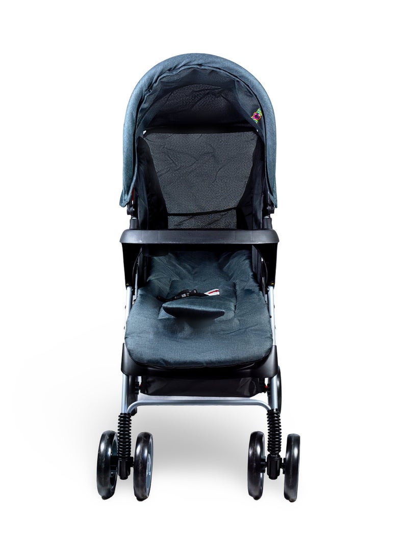 مولودي عربة أطفال خفيفة الوزن مع حامل قهوة للوالدين، سلة تخزين، ومقعد أمامي للرضع من 0 إلى 3 سنوات-أسود داكن - Image 4