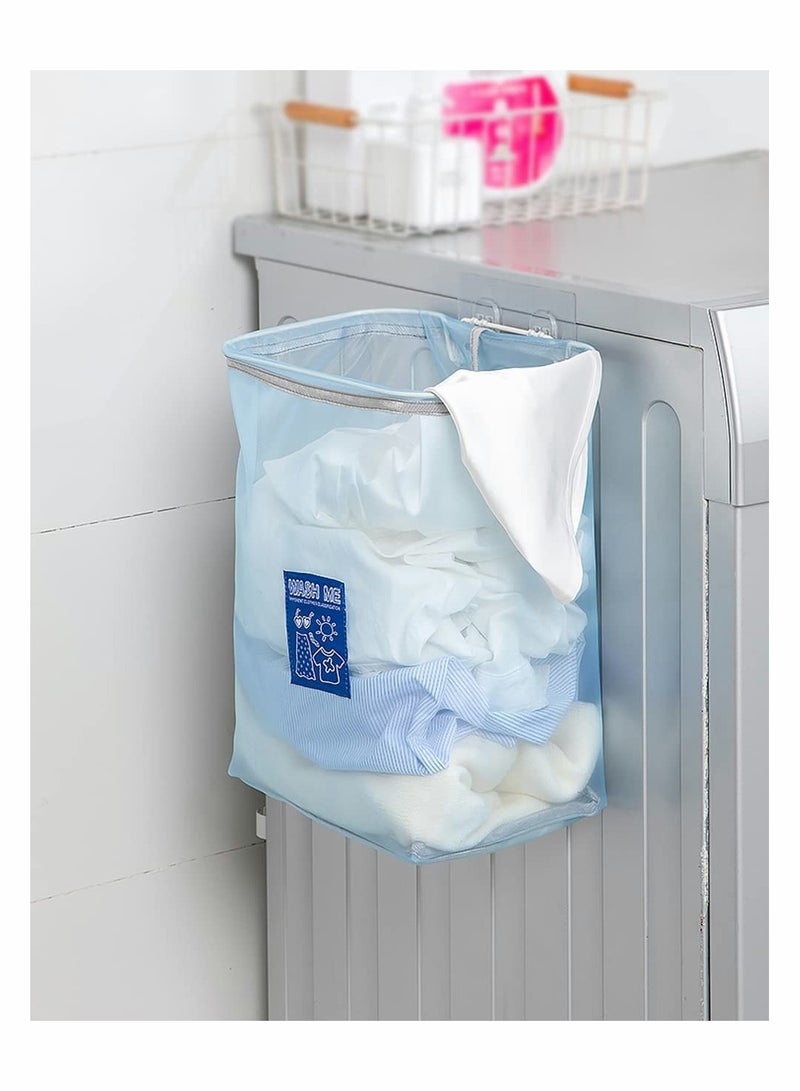 Space Saving Mesh Hanging Laundry Hamper Bag 2 Pack Wide Open Top for Easy Access Machine Washable Perfect for Bathroom Wall Closet Storage - Image 2