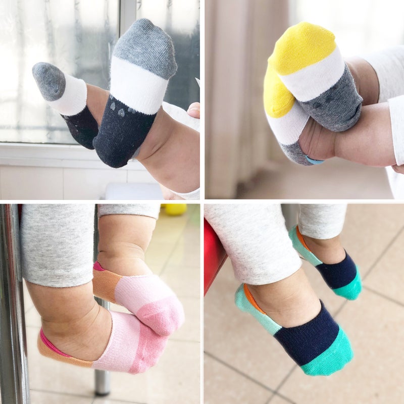 VWU Toddler Socks No Show Kids Baby Thin Cotton Socks Anti Slip Color Assorted 1-8T 5 Color, 3-5T - Image 3