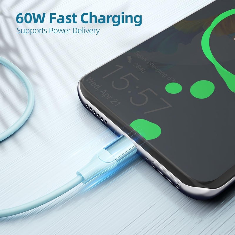 Bkayp USB C Cable, 3 Pack 6 FT USB C Charger Cable 60W Type C to USB C Cable Fast Charging Cord for iPhone 15 Pro Plus iPad MacBook Samsung Switch LG and More - Image 2