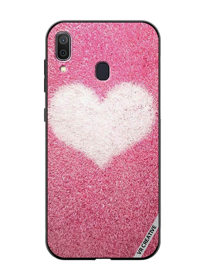 VR CREATIVE Protective Case Cover For Samsung Galaxy A30 Pink with white heart Design Multicolour - Image 1